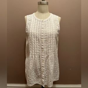 LOFT White Sleeveless Button Down Top
